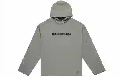 Balenciaga Logo Hoodie Gray Loose Fit Men