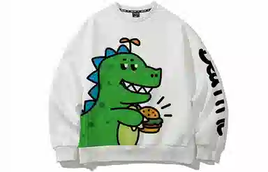 木村三社 小恐龙卡通印花宽松圆领卫衣 情侣款