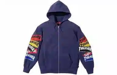 Supreme x Thrasher Multi Logo Zip Up Hooded Sweatshirt