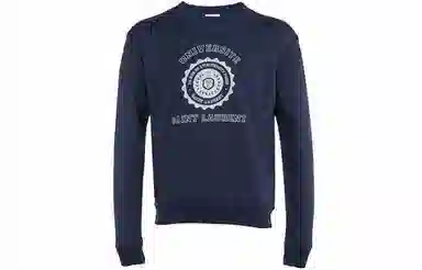 Saint Laurent Logo Crewneck Sweatshirt Navy