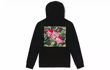 Vans x BAPE Logo Print Hoodie Black
