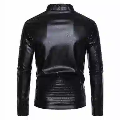 大白鲨 休闲机车夹克潮男痞帅高级感皮衣 男款