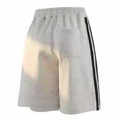 大卫贝肯 美式复古基础款字母系带侧边条纹宽松舒适纯色运动五分休闲短裤 男女同款