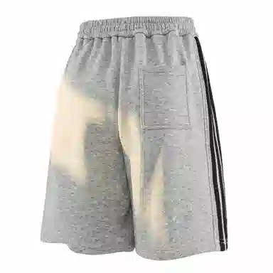 大卫贝肯 美式复古基础款字母系带侧边条纹宽松舒适纯色运动五分休闲短裤 男女同款