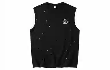 王者荣耀 裴擒虎天狼小队款 美式高街复古涂鸦字母印花满天星休闲宽松百搭日常通勤圆领无袖背心 男女同款