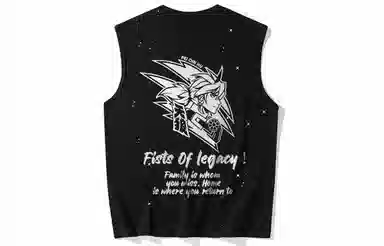 王者荣耀 裴擒虎天狼小队款 美式高街复古涂鸦字母印花满天星休闲宽松百搭日常通勤圆领无袖背心 男女同款