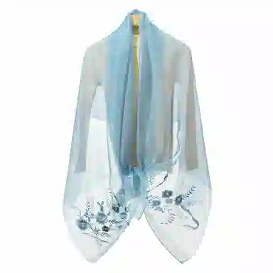 上海故事 新中式古风刺绣结婚真丝羊毛混纺 丝巾 女款