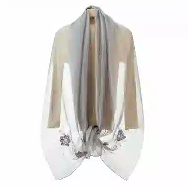 上海故事 新中式古风刺绣结婚真丝羊毛混纺 丝巾 女款