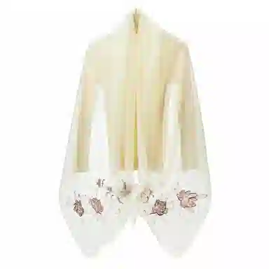 上海故事 新中式古风刺绣结婚真丝羊毛混纺 丝巾 女款