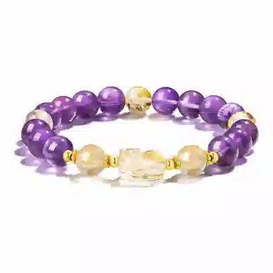 阿梵尼 财源广进 新中式貔貅国潮招财纳福 财源滚滚小众轻奢设计简约百搭复古好运天然 紫水晶 手串 女款