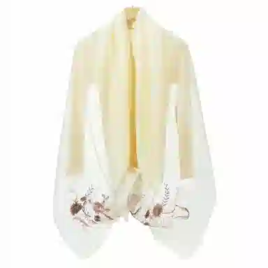 上海故事 新中式古风刺绣结婚真丝羊毛混纺 丝巾 女款