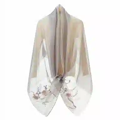 上海故事 新中式古风刺绣结婚真丝羊毛混纺 丝巾 女款