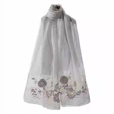 上海故事 新中式古风刺绣结婚真丝羊毛混纺 丝巾 女款