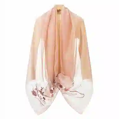 上海故事 新中式古风刺绣结婚真丝羊毛混纺 丝巾 女款