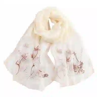 上海故事 新中式古风刺绣结婚真丝羊毛混纺 丝巾 女款