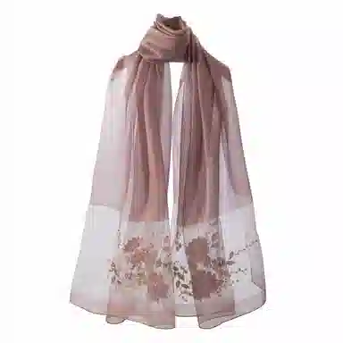 上海故事 新中式古风刺绣结婚真丝羊毛混纺 丝巾 女款