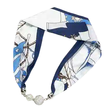 上海故事 百搭时尚磁扣气质多用吊坠锁骨链小领巾  丝巾 女款