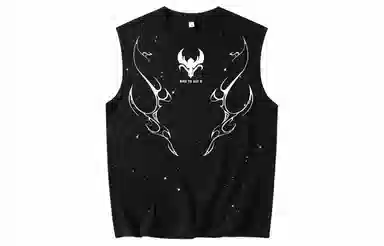 王者荣耀 东方元素大龙字母印花满天星宽松休闲百搭高街纯棉无性别中国风圆领无袖背心 男女同款