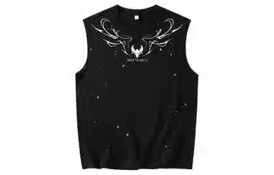 王者荣耀 东方元素大龙字母印花满天星宽松休闲百搭高街纯棉无性别中国风圆领无袖背心 男女同款