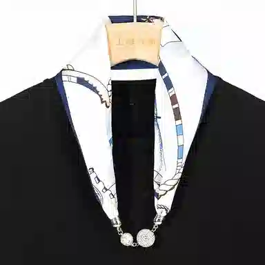 上海故事 百搭时尚磁扣气质多用吊坠锁骨链小领巾  丝巾 女款