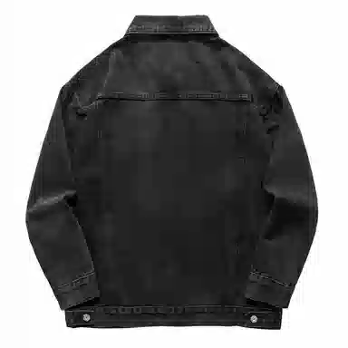 WOOD SOON Loose Collar Denim Jacket Black