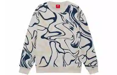 中国李宁 潮流音乐节系列 趣味印花宽松运动套头卫衣 男款 米白色  