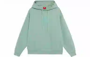 中国李宁 潮流音乐节宽松连帽套头卫衣 男女同款 绿色