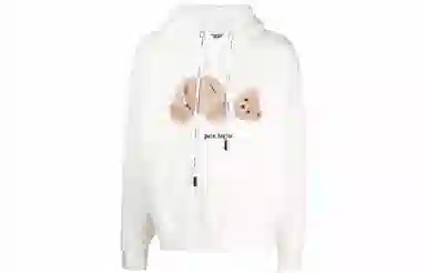 Palm Angels Bear Print Hoodie White