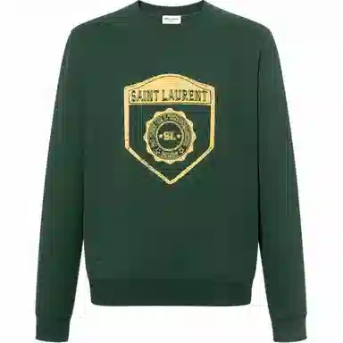 Saint Laurent SS22 Letter Print Crewneck Sweatshirt Green