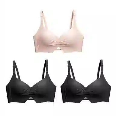 棉基因 简约防滑侧收副乳全罩杯无痕大胸显小防下垂薄款聚拢文胸 女款 组合装