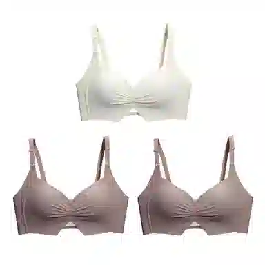 棉基因 简约防滑侧收副乳全罩杯无痕大胸显小防下垂薄款聚拢文胸 女款 组合装