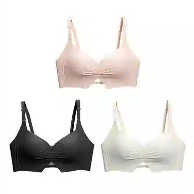 棉基因 简约防滑侧收副乳全罩杯无痕大胸显小防下垂薄款聚拢文胸 女款 组合装