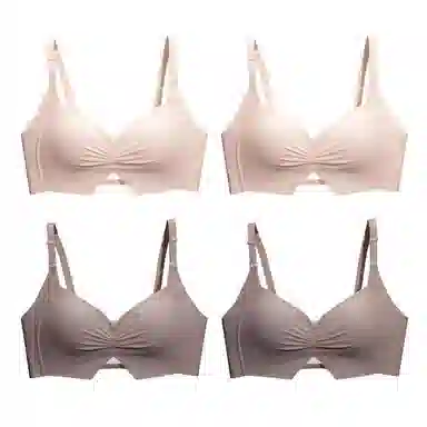 棉基因 防下垂简约防滑侧收副乳全罩杯无痕大胸显小薄款聚拢文胸 女款 组合装