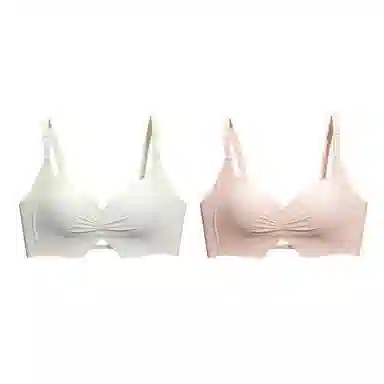 棉基因 贴合简约防滑侧收副乳全罩杯无痕大胸显小薄款防下垂聚拢文胸 女款 组合装