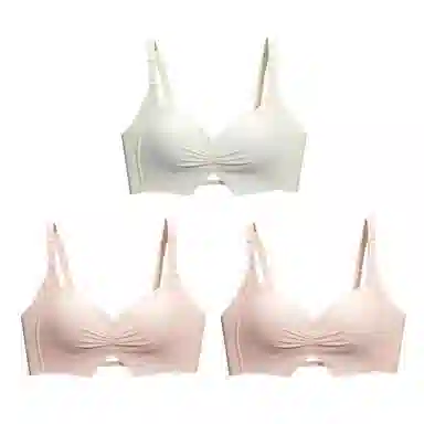 棉基因 贴合简约防滑侧收副乳全罩杯无痕大胸显小薄款防下垂聚拢文胸 女款 组合装