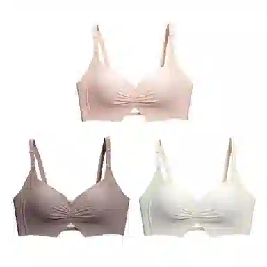 棉基因 简约防滑侧收副乳全罩杯无痕大胸显小防下垂薄款聚拢文胸 女款 组合装