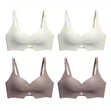 棉基因 简约防滑侧收副乳全罩杯无痕大胸显小防下垂薄款聚拢文胸 女款 组合装