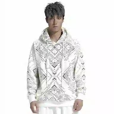 NORVINCY Geometric Print Hoodie