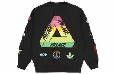 PALACE SS22 Mixed Media Bitmap Crew Black Logo