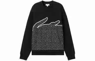 Lacoste SS22 Big Croc Crewneck Sweatshirt Black