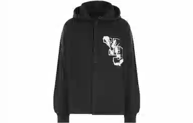 Y-3 Logo Print Hoodie Black