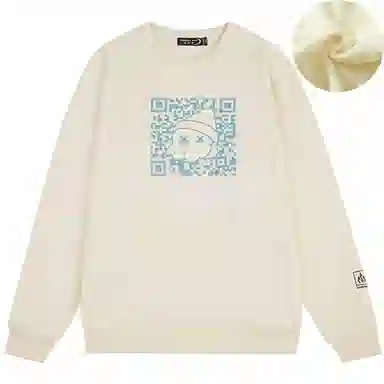 星际者 二维码章鱼图案字母印花休闲卫衣 男女同款 加绒加厚可选