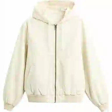ZARA Dyed Effect Zip Hoodie Jacket Oyster White