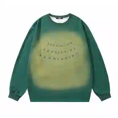 三体  幽灵倒计时系列美式复古经典雷射片撞色渐变休闲简约字母印花重磅基础宽松套头圆领长袖卫衣 男女同款