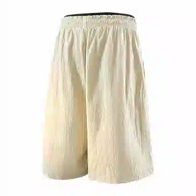 兰缪 美式复古高街风纯色基础款户外日常通勤亲肤柔软舒适透气运动直筒宽松五分裤休闲短裤 男女同款