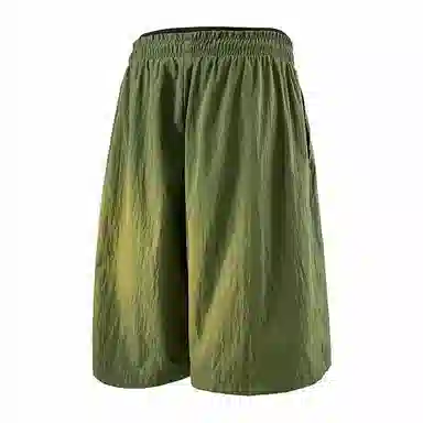 兰缪 美式复古高街风纯色基础款户外日常通勤亲肤柔软舒适透气运动直筒宽松五分裤休闲短裤 男女同款