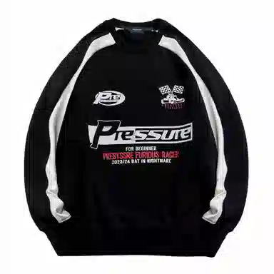 PRESSURE Retro Racing Flag Crewneck Sweatshirt