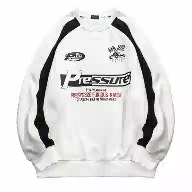 PRESSURE Retro Racing Flag Crewneck Sweatshirt