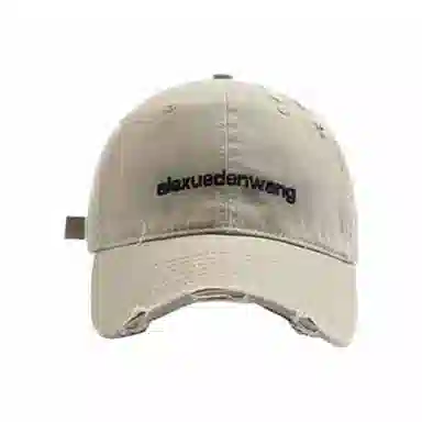 心水好物 字母 做旧破洞大头围显脸小宽帽檐大脸软顶 棉 鸭舌帽 男女同款情侣款