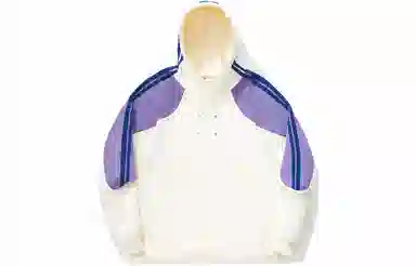 中国李宁 撞色宽松套头连帽卫衣 男女同款 米白色